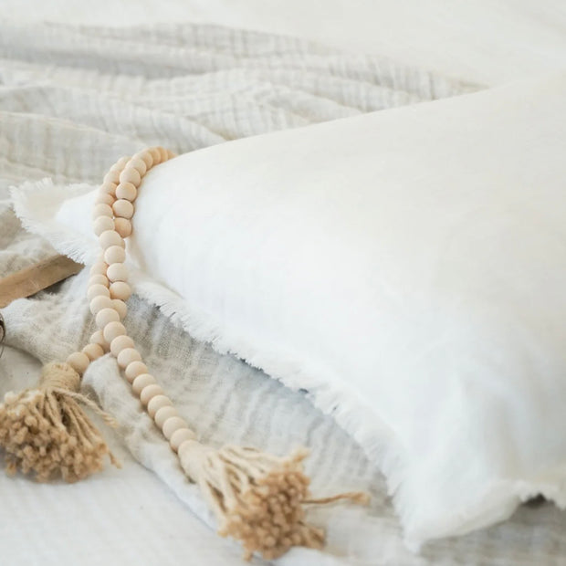 Anaya Home So Soft Linen Bright White Fringe Body Pillow With Down Alternative Insert