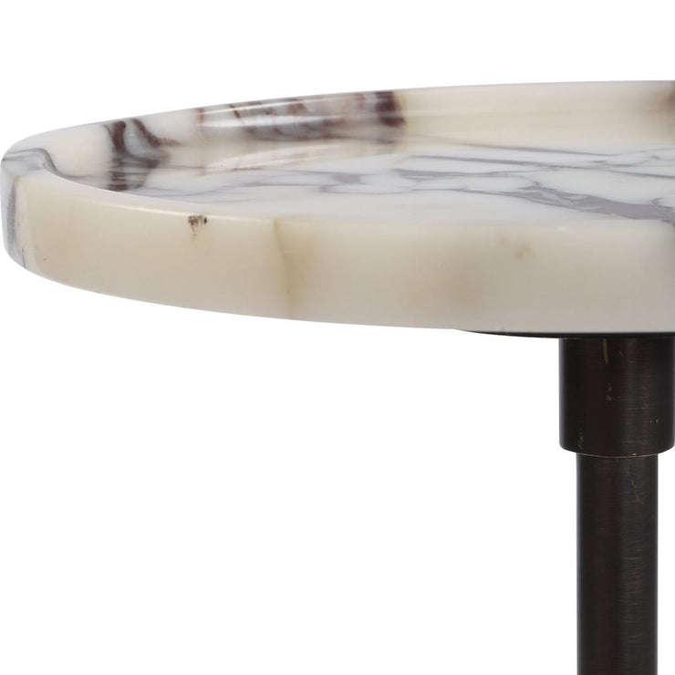 Uttermost Brunson White Marble Drink Table