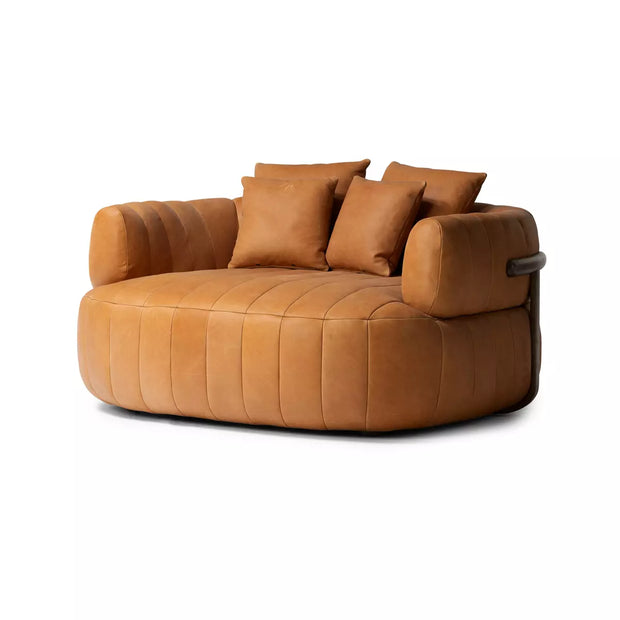 Four Hands Doss Media Lounger ~ Palermo Cognac Channeled Top Grain Leather