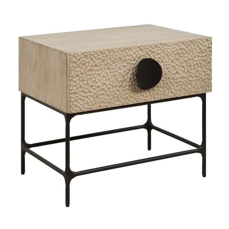 Uttermost Lunar Natural Oak And Solid Black Iron Side Table