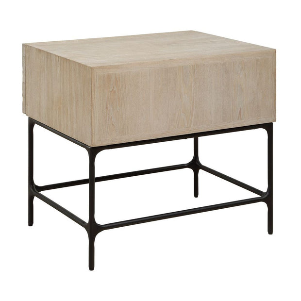Uttermost Lunar Natural Oak And Solid Black Iron Side Table