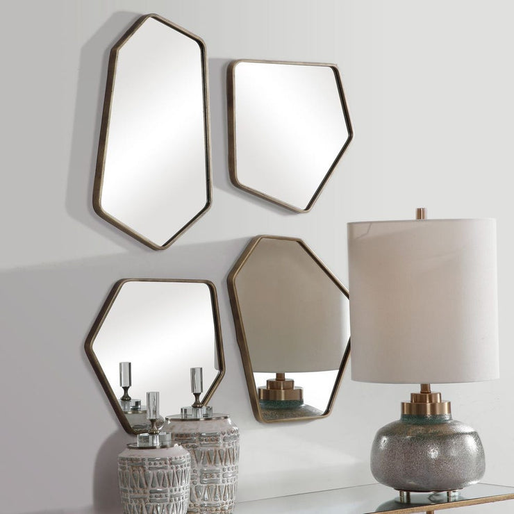 Uttermost Linneah Scandinavian Aged Gold Mirrors ~ Set Of 4
