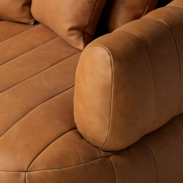 Four Hands Doss Media Lounger ~ Palermo Cognac Channeled Top Grain Leather