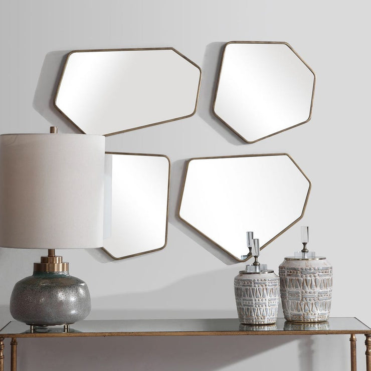 Uttermost Linneah Scandinavian Aged Gold Mirrors ~ Set Of 4