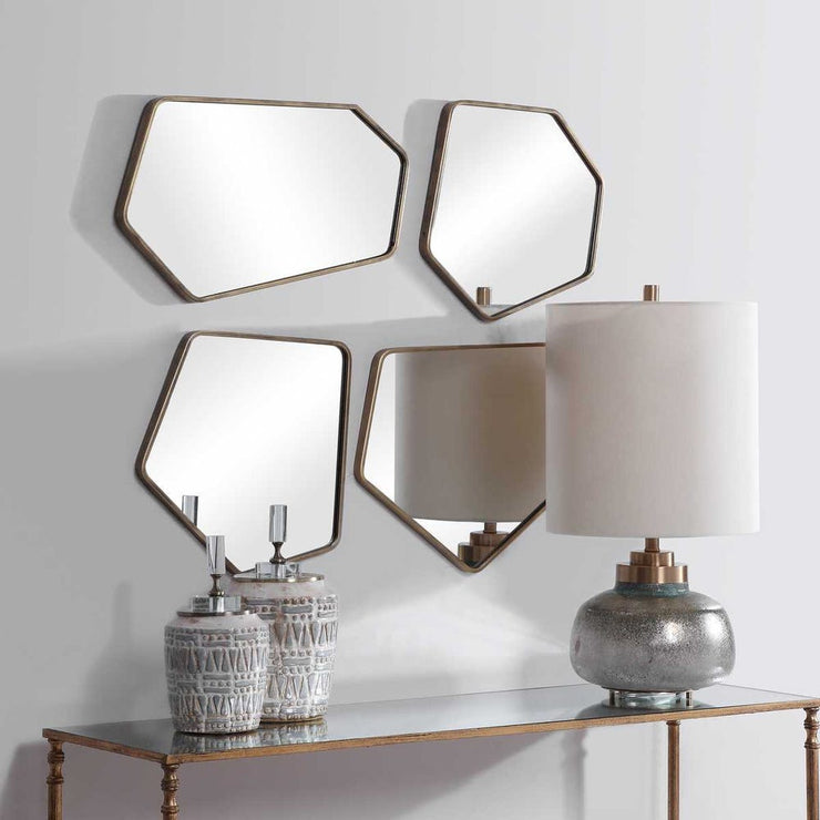 Uttermost Linneah Scandinavian Aged Gold Mirrors ~ Set Of 4