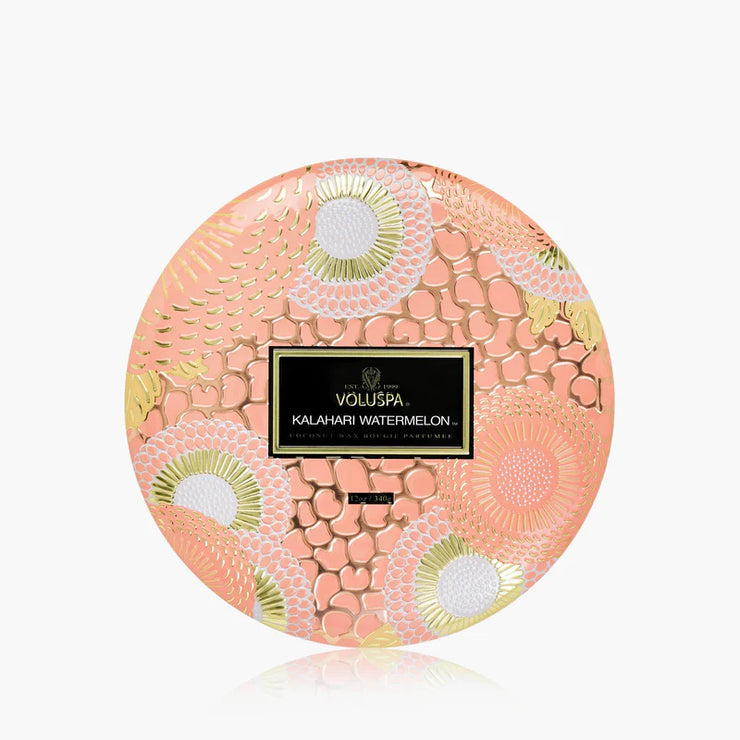 Voluspa Kalahari Watermelon 3 Wick Tin Candle ~12oz