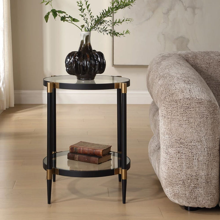Uttermost Chadid Sleek Black Iron And Gold Accents Side Table