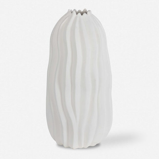 Uttermost Merrit Matte White Textured Ceramic Floor Vase