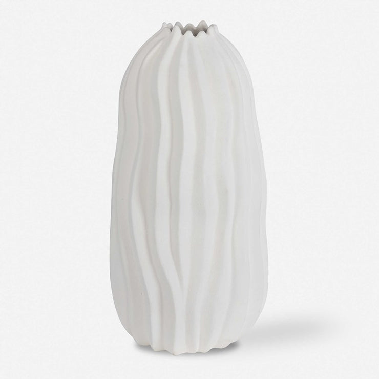 Uttermost Merrit Matte White Textured Ceramic Floor Vase