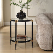 Uttermost Chadid Sleek Black Iron And Gold Accents Side Table