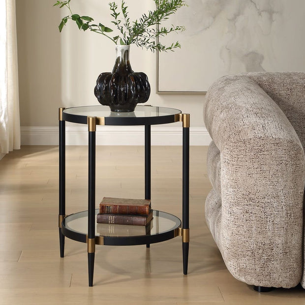 Uttermost Chadid Sleek Black Iron And Gold Accents Side Table