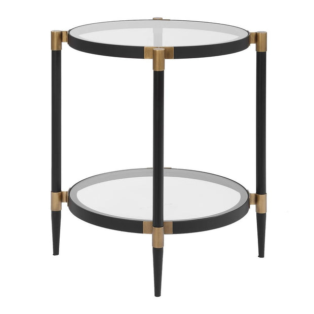 Uttermost Chadid Sleek Black Iron And Gold Accents Side Table
