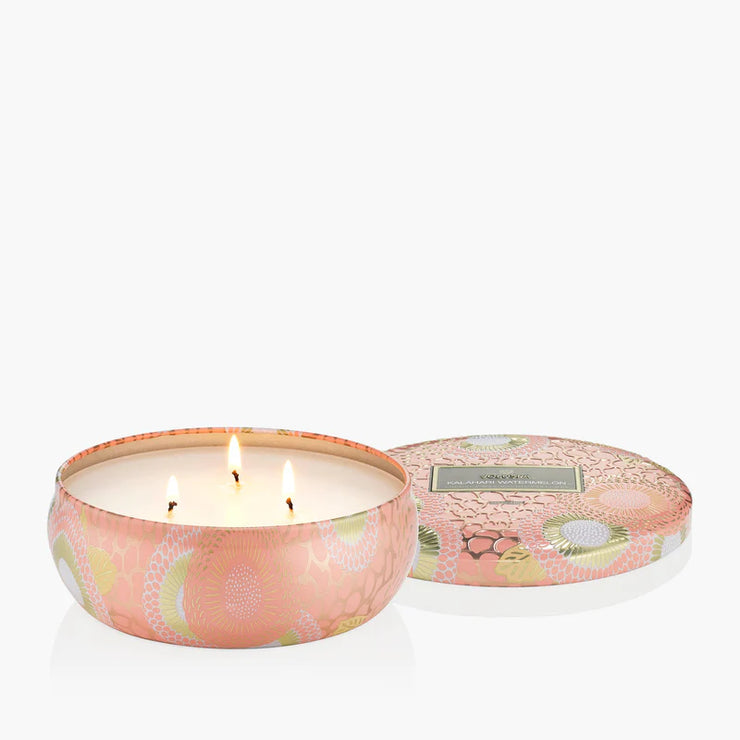Voluspa Kalahari Watermelon 3 Wick Tin Candle ~12oz