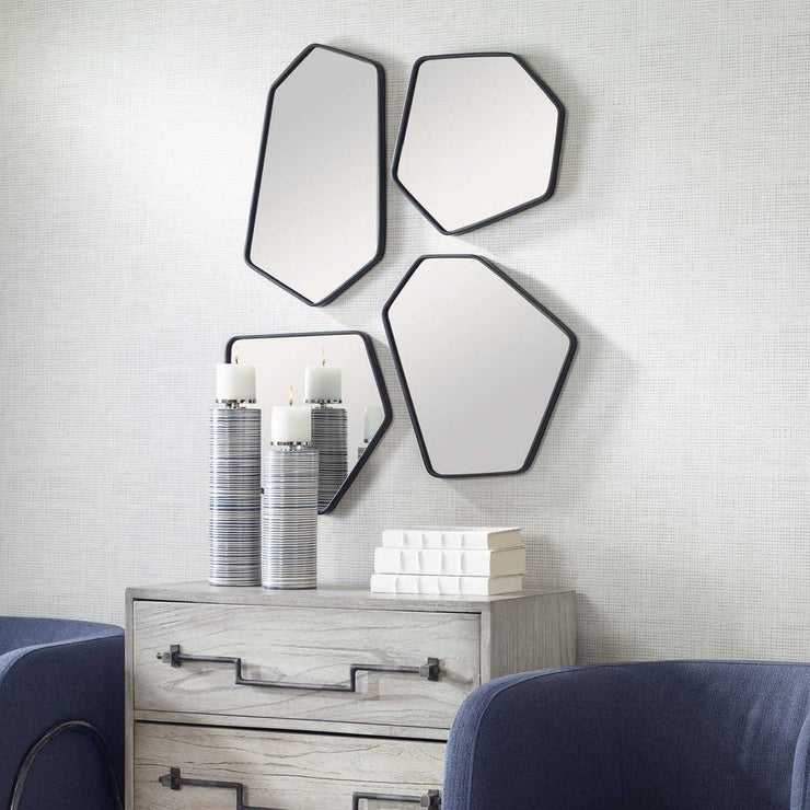 Uttermost Linneah Scandinavian Satin Black Mirrors ~ Set Of 4