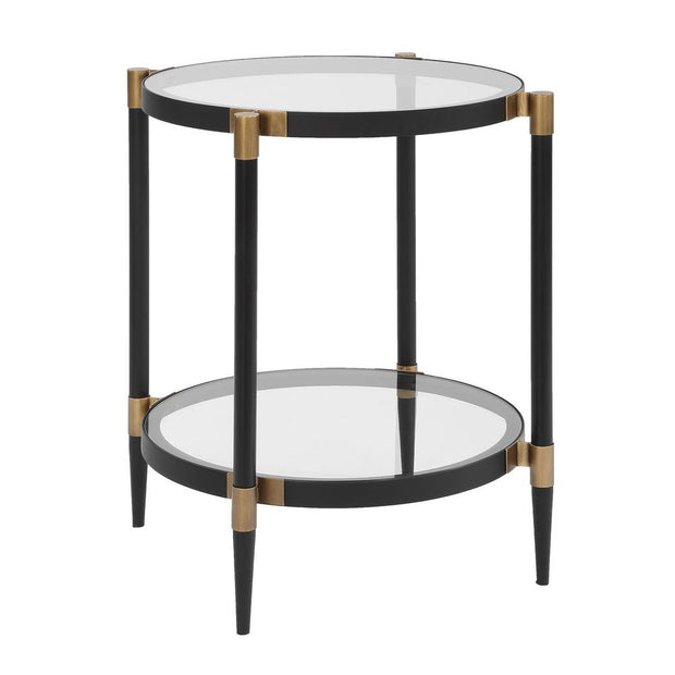 Uttermost Chadid Sleek Black Iron And Gold Accents Side Table