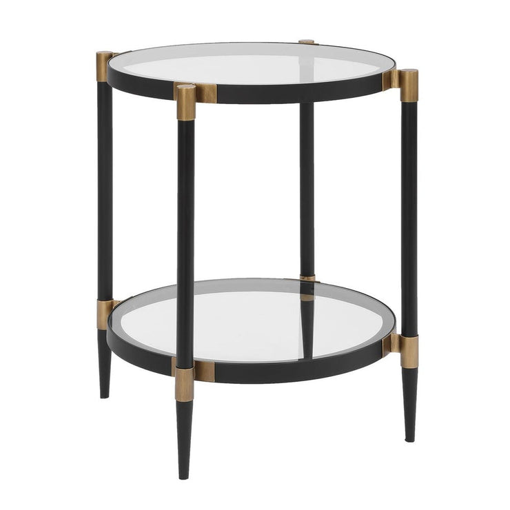 Uttermost Chadid Sleek Black Iron And Gold Accents Side Table