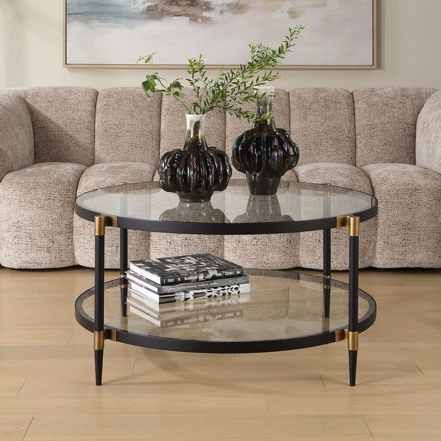 Uttermost Chadid Sleek Black Iron And Gold Accents Coffee Table