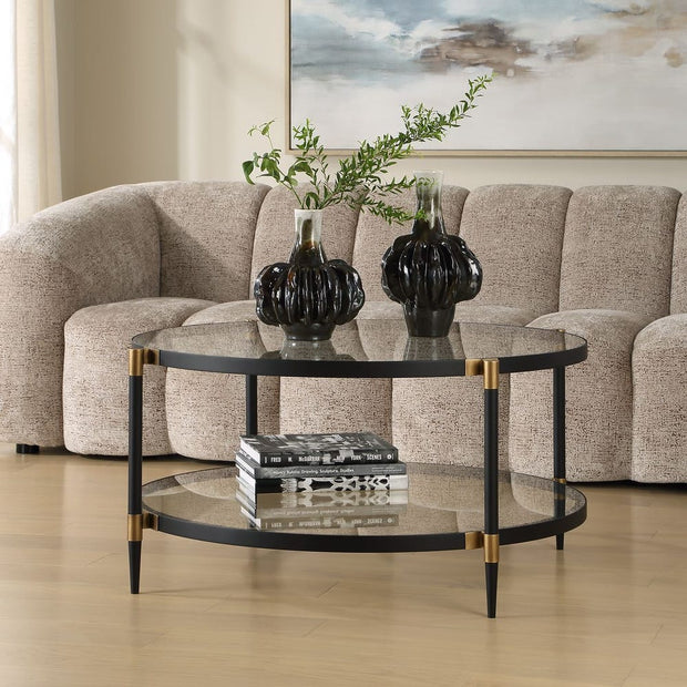 Uttermost Chadid Sleek Black Iron And Gold Accents Coffee Table