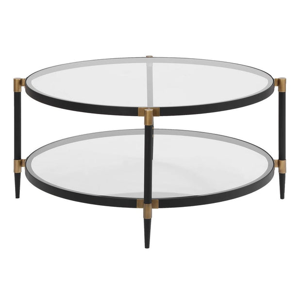 Uttermost Chadid Sleek Black Iron And Gold Accents Coffee Table