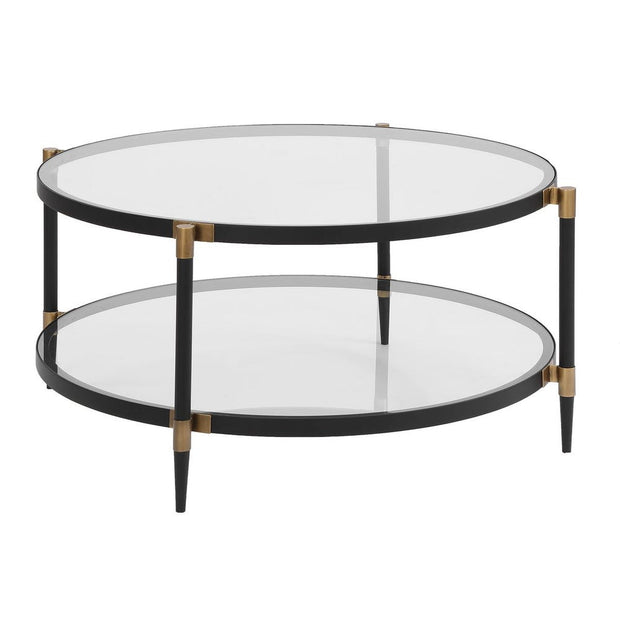 Uttermost Chadid Sleek Black Iron And Gold Accents Coffee Table