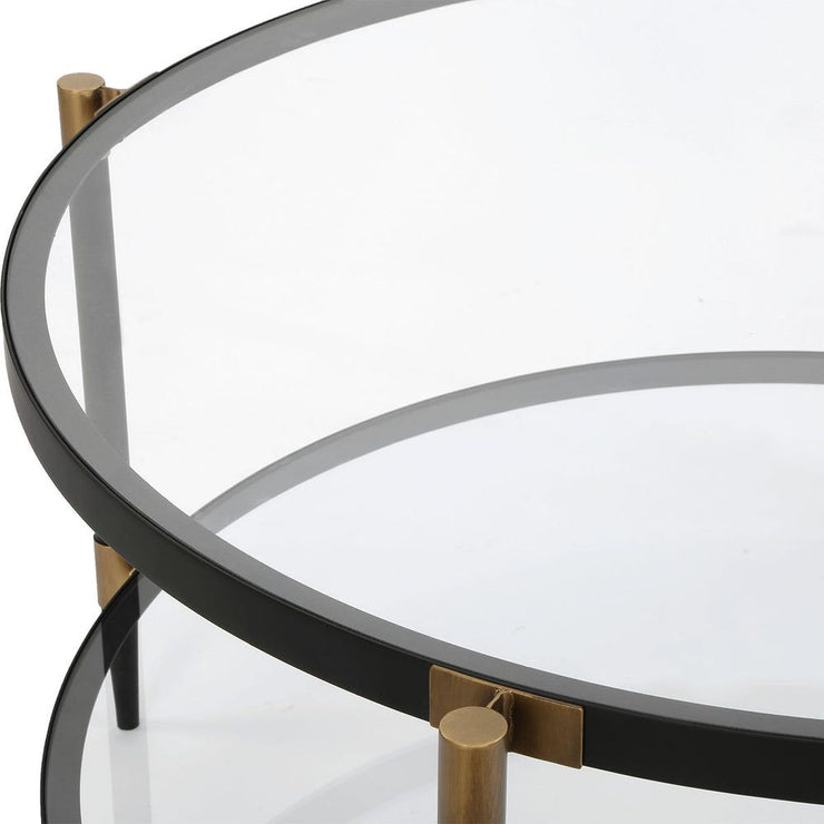 Uttermost Chadid Sleek Black Iron And Gold Accents Coffee Table