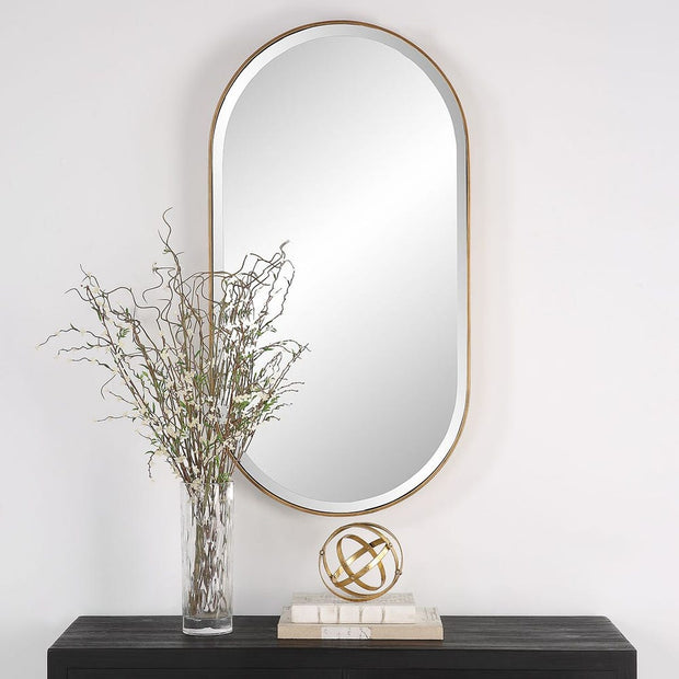 Uttermost Lago Iron Antique Golden Bronze Oval Mirror