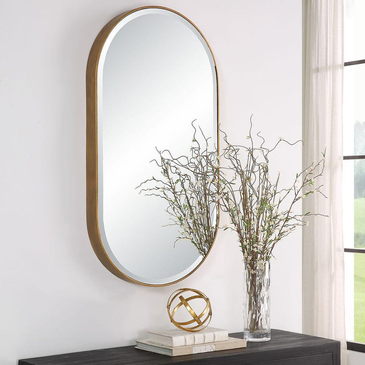 Uttermost Lago Iron Antique Golden Bronze Oval Mirror