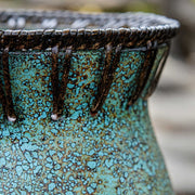 Uttermost Bisbee Coffee Brown and Turquoise Glazed Terracotta Set of 2 Vases