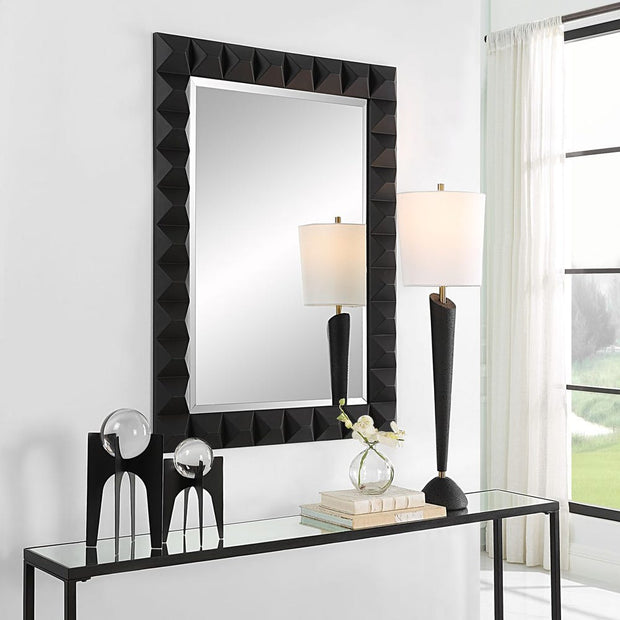 Uttermost Studded Sleek Black Pattern Mirror