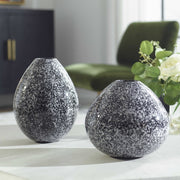 Uttermost Cosmic Black and White Ceramic Set of 2 Vases