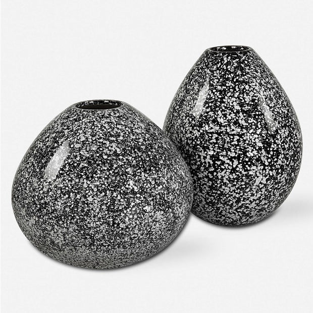 Uttermost Cosmic Black and White Ceramic Set of 2 Vases