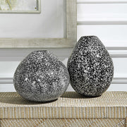 Uttermost Cosmic Black and White Ceramic Set of 2 Vases