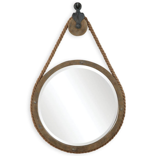 Uttermost Melton Rustic Aged Wood Round Mirror