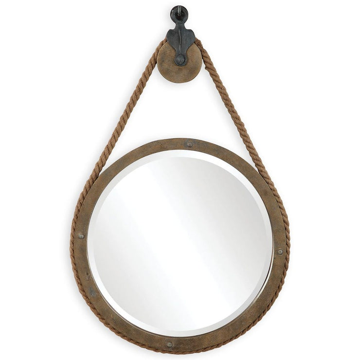 Uttermost Melton Rustic Aged Wood Round Mirror