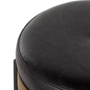 Four Hands Edwyn Small Round Ottoman ~ Sonoma Black Top Grain Leather