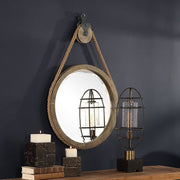 Uttermost Melton Rustic Aged Wood Round Mirror