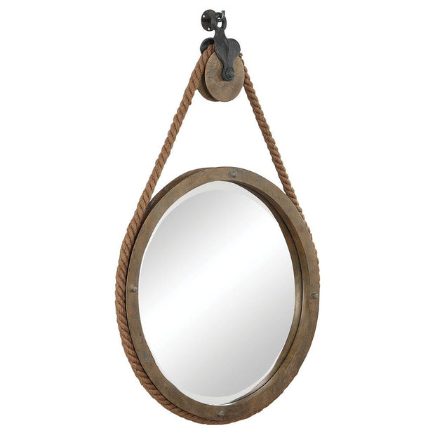 Uttermost Melton Rustic Aged Wood Round Mirror