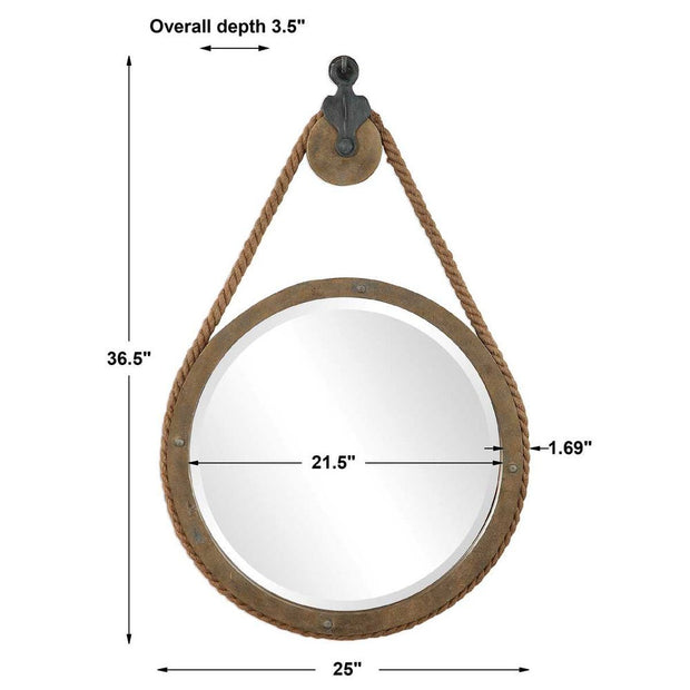 Uttermost Melton Rustic Aged Wood Round Mirror