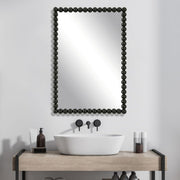 Uttermost Serna Beaded Satin Black Vanity Mirror