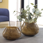 Uttermost Tortoise Bubbled Glass Set of 2 Vases