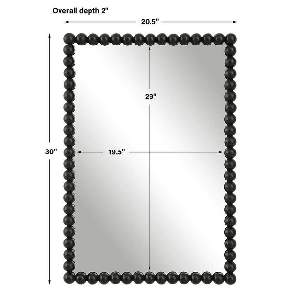 Uttermost Serna Beaded Satin Black Vanity Mirror