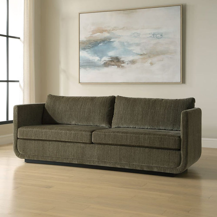 Uttermost Abound Herb Green Textured Chenille Sofa