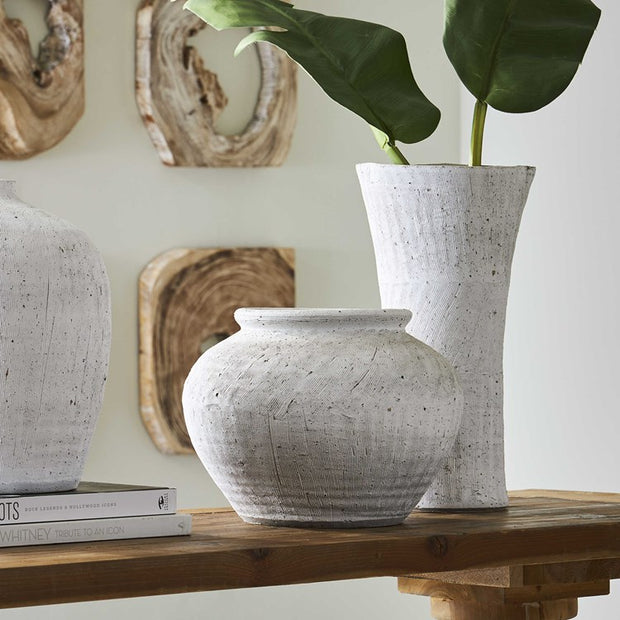 Uttermost Floreana White Textured Ceramic Tall Vase