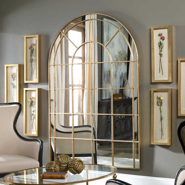 Uttermost Grantola Warm Antique Gold Leaf Arch Mirror