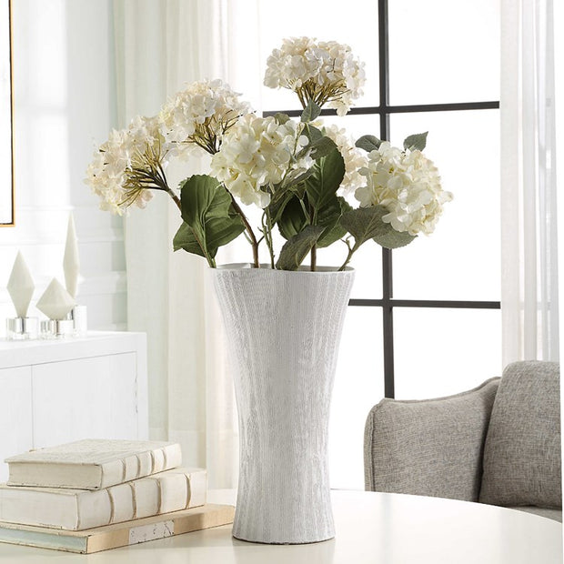 Uttermost Floreana White Textured Ceramic Tall Vase