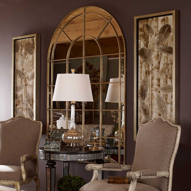 Uttermost Grantola Warm Antique Gold Leaf Arch Mirror