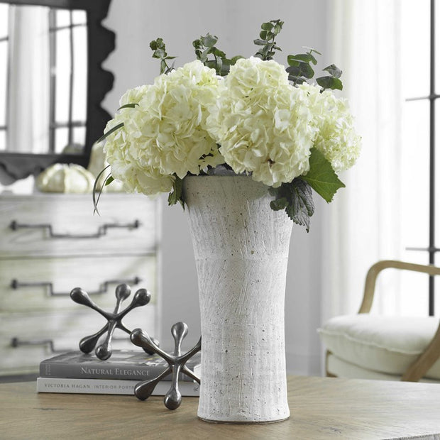 Uttermost Floreana White Textured Ceramic Tall Vase