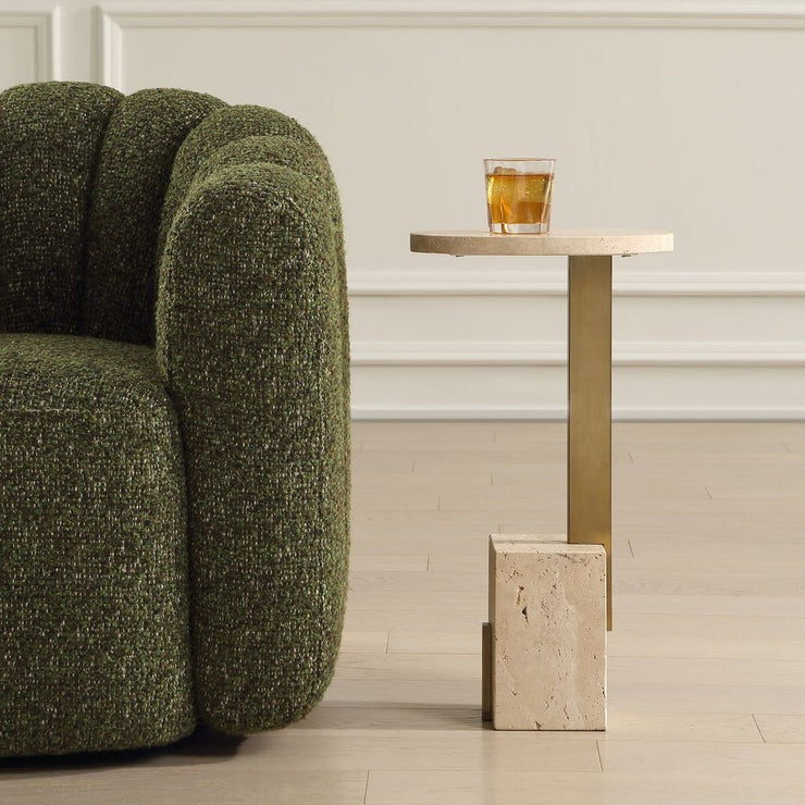 Uttermost Feranno Travertine And Brass Accent Table