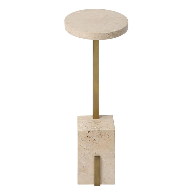 Uttermost Feranno Travertine And Brass Accent Table