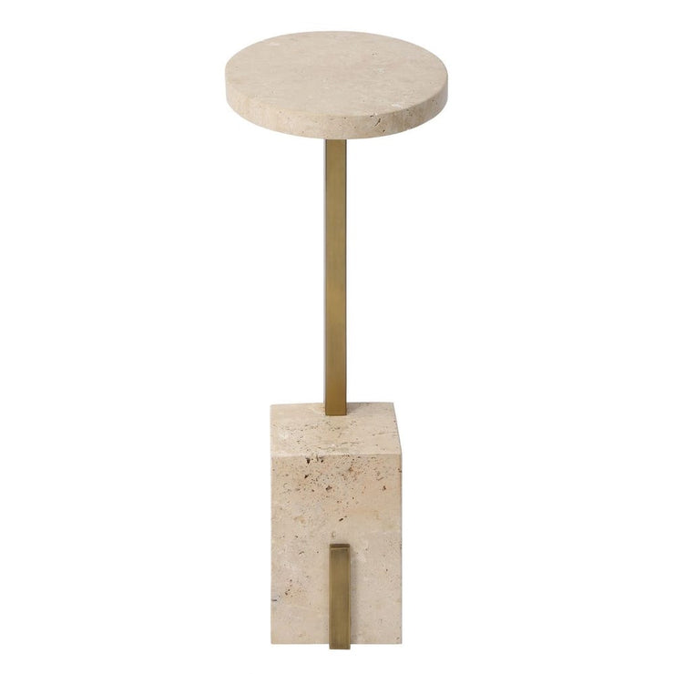 Uttermost Feranno Travertine And Brass Accent Table